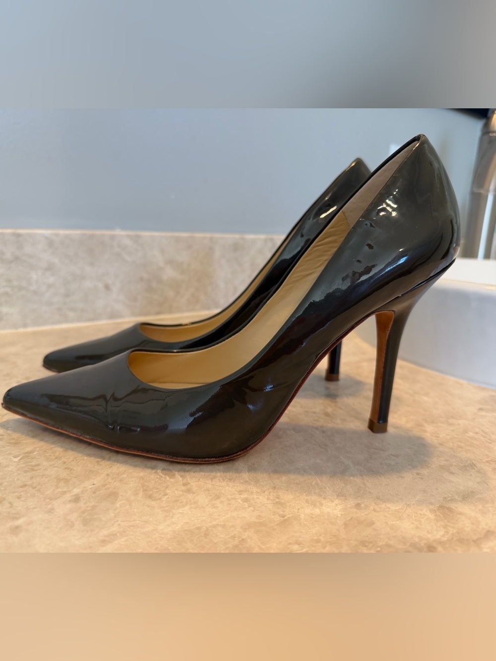 Classic Olive Patent Leather Women's Pumps